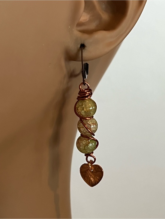 Shellymic Jewelry Jewelry - Wire Wrap Snakeskin Agate Earrings